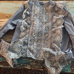 Beautiful detail ruffled romantic blouse